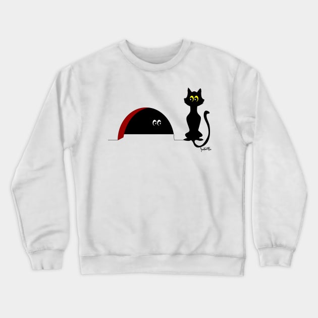 Cat and Mouse play peek a boo gift Crewneck Sweatshirt by SidneyTees